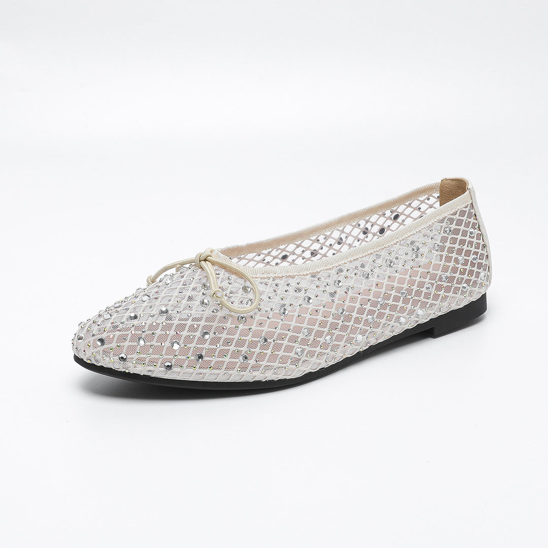 Dame glitrende ballerinas med dekorativt netdesign Stilla