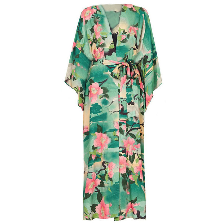 Dame Strandkimono med blomsterelementer og afslappet snit Stilla