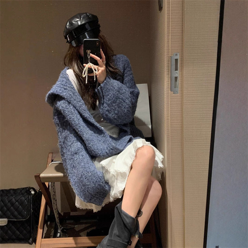 Kvinders hyggelige oversized hoodie-cardigan med dyb V-hals og løs pasform Stilla