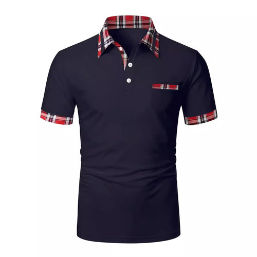 Herrer Poloshirt med moderne ternet detalje og praktisk brystlomme Stilla