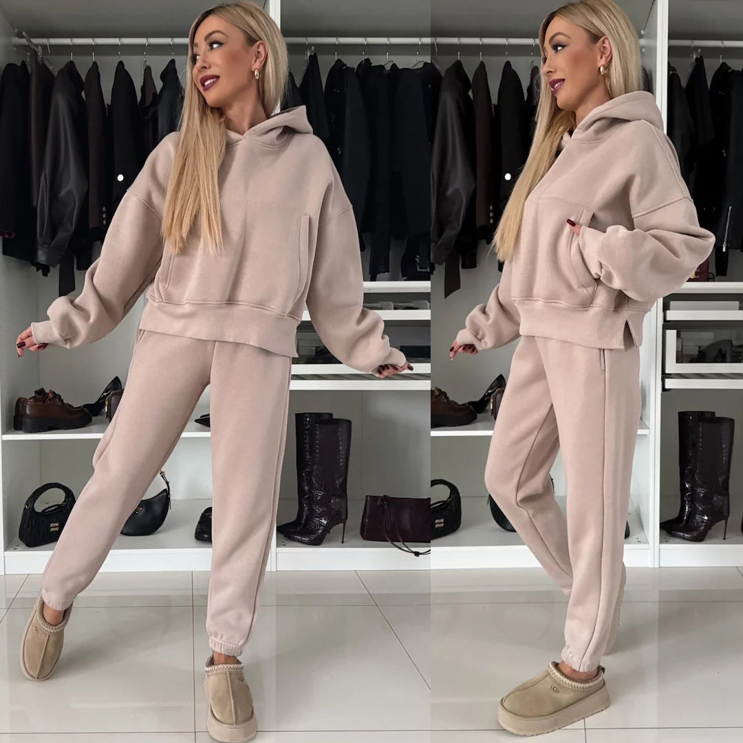 Kvinder komfortabel hoodie og casual joggingbukser sæt Skovae