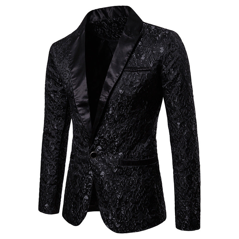 Herrer Elegant Blomstermønster Satin Blazer Stilla