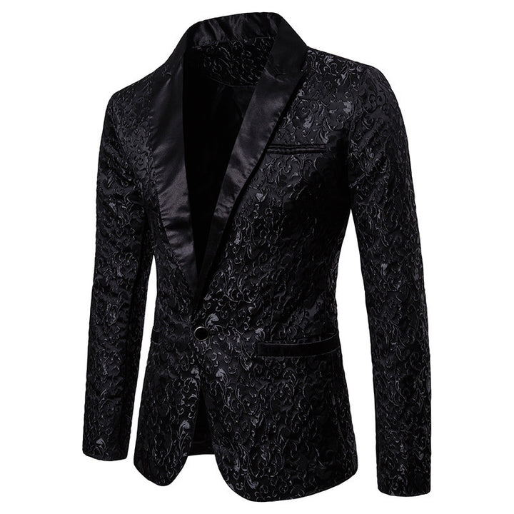 Herrer Elegant Blomstermønster Satin Blazer Stilla
