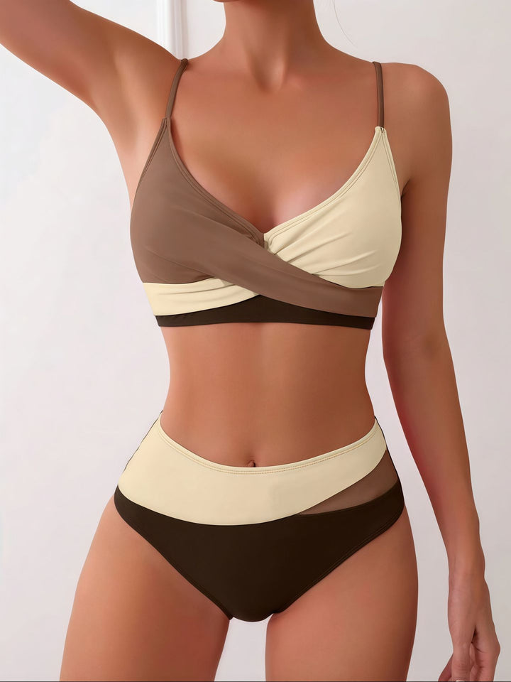 Dame bikini sæt med moderigtig omslagsdesign og høj talje trusse Skovae