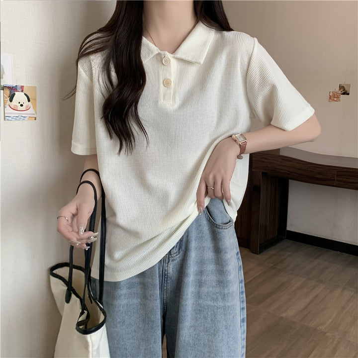 Femme Waffle Strik Polo-Shirt Stilla