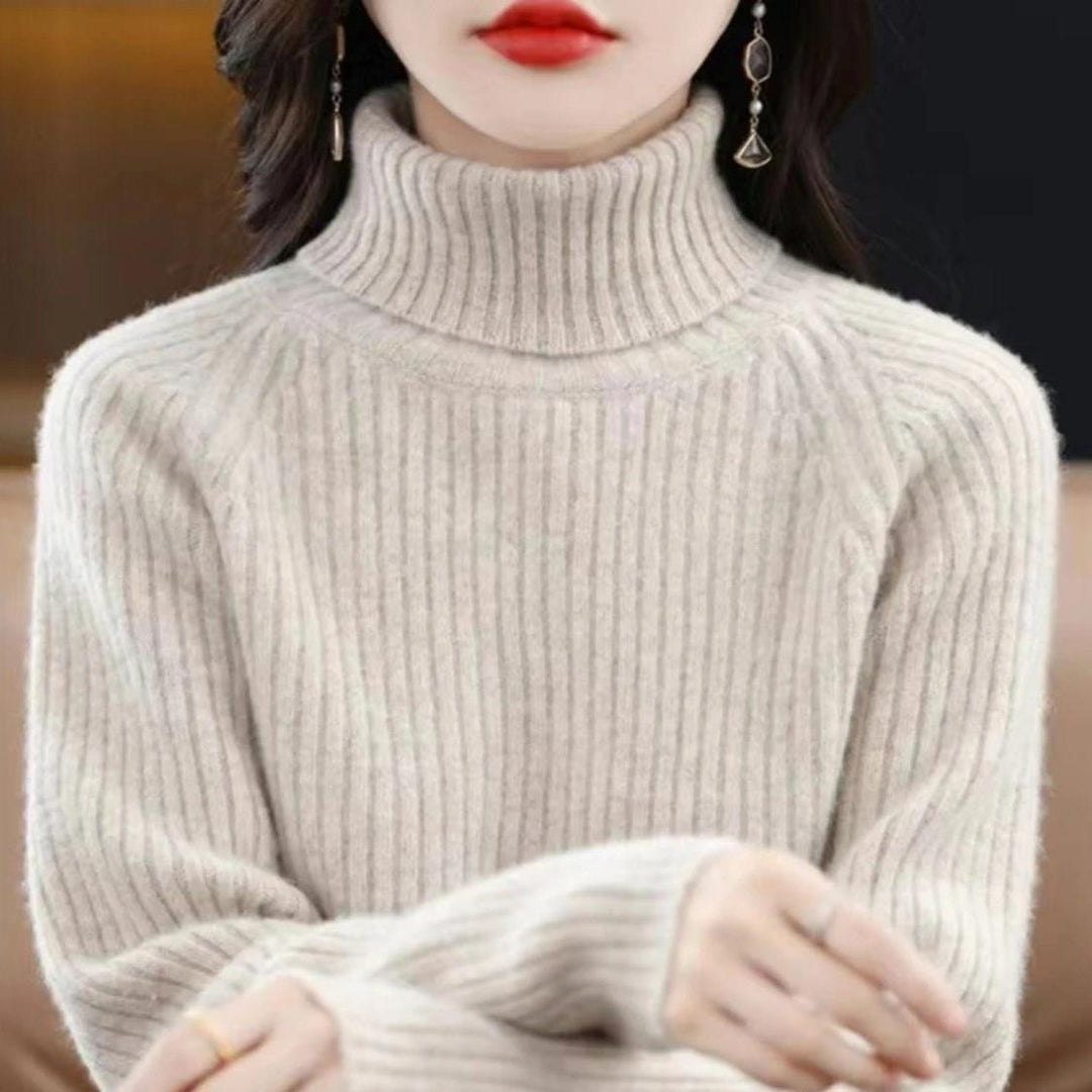Kvinders hyggelige rullekrave sweater med ribbet tekstur Stilla
