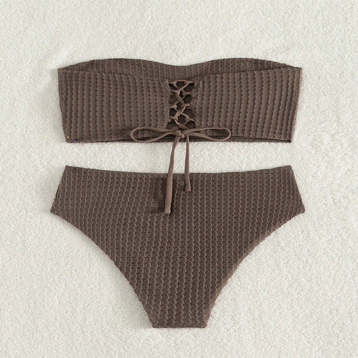 Dame Struktureret Bandeau Bikini Sæt Stilla