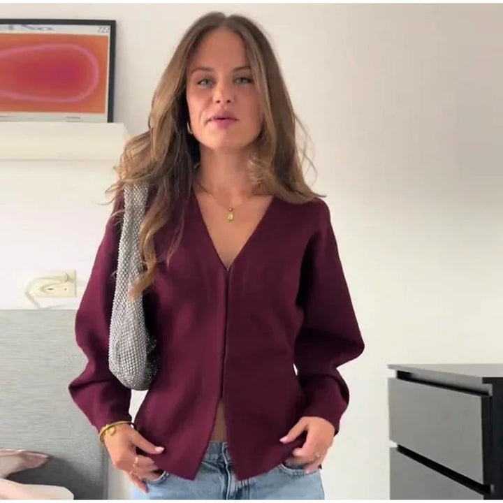 Kvinders Behagelig Cardigan med V-Hals Stilla