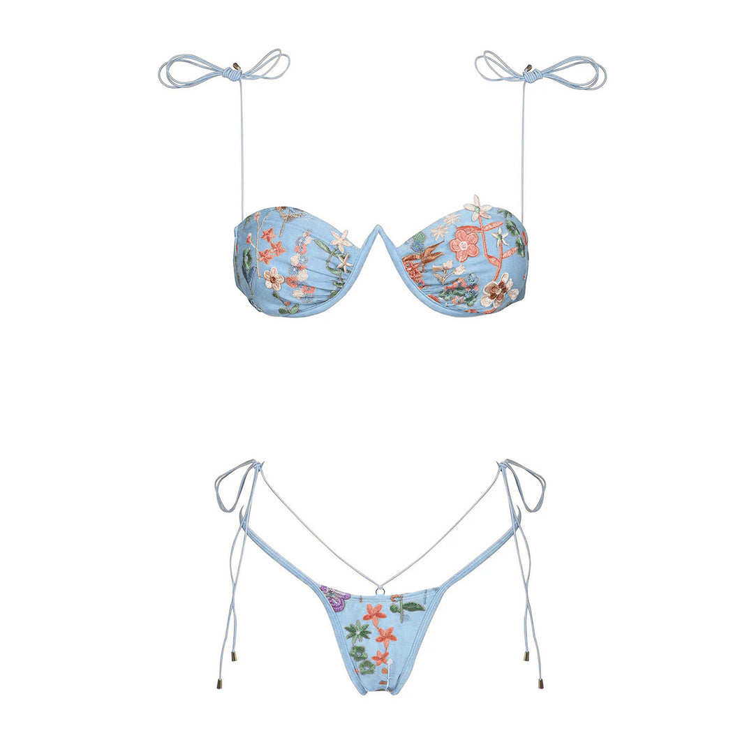 Dame bikini-sæt med raffinerede broderier og justerbare stropper Stilla