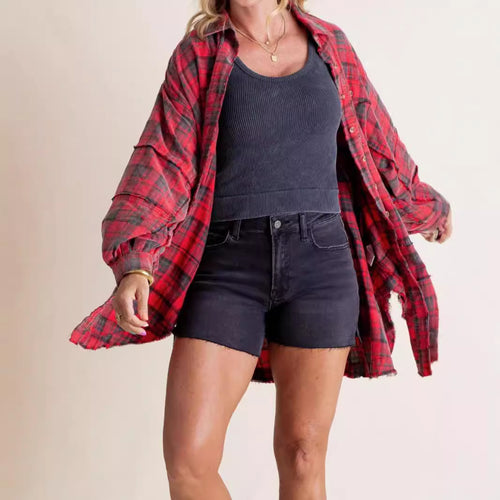 Dame afslappet ternet skjorte med oversized pasform Stilla