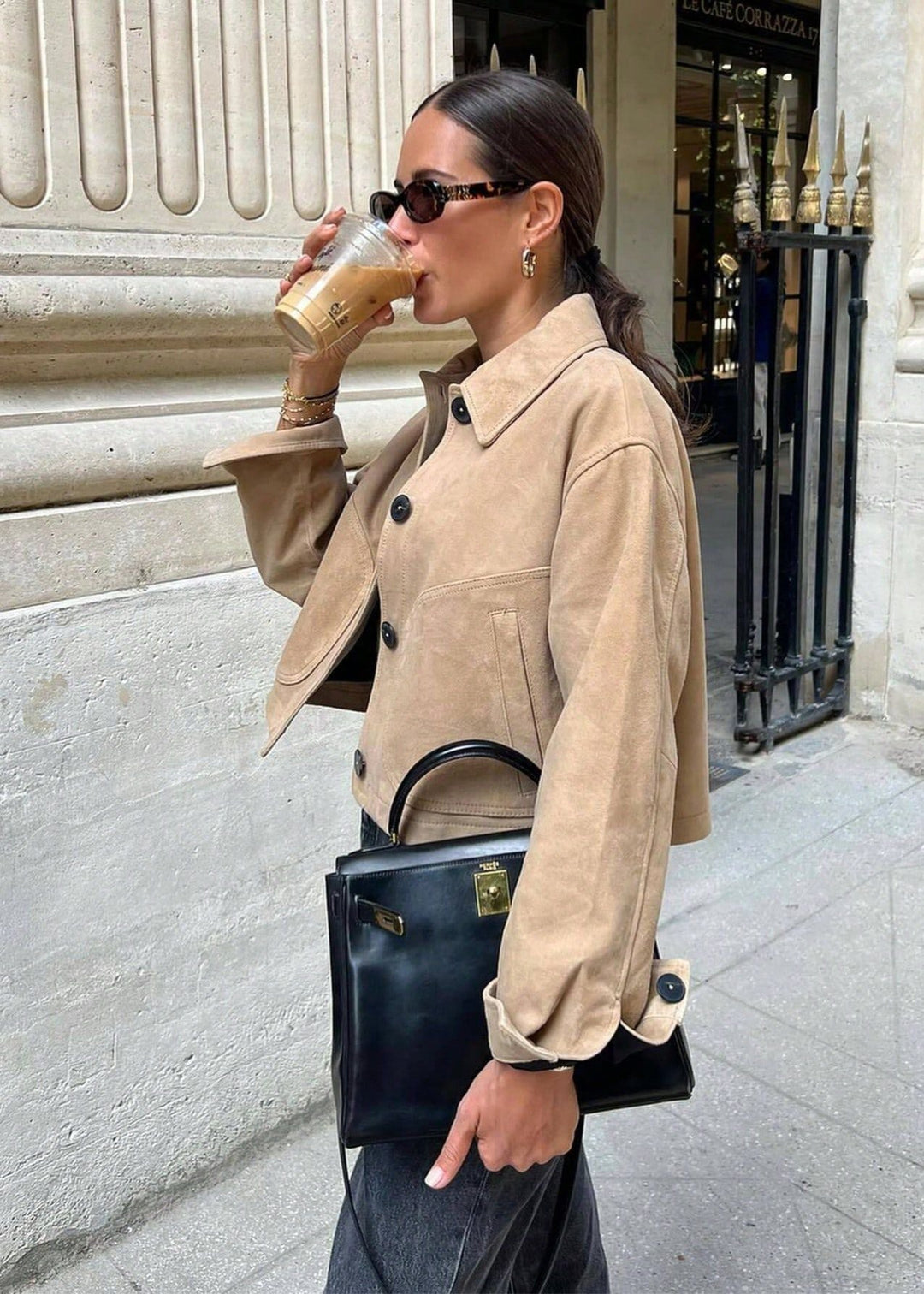 Stilla | Cropped Suede Button-Up Jakke