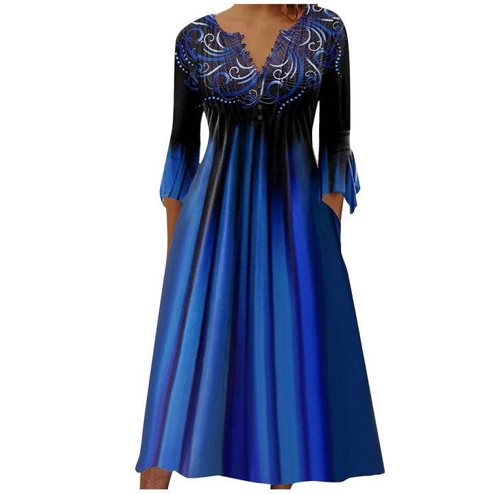 Dame midi kjole med elegant broderi og flydende snit Stilla