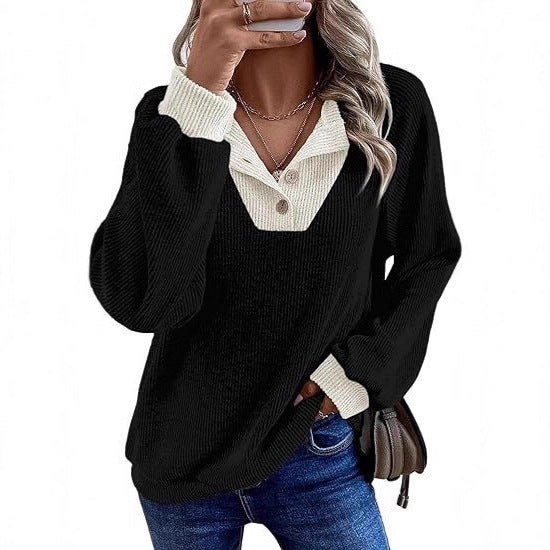 Kvinders afslappede sweater med stilfuld krave Stilla