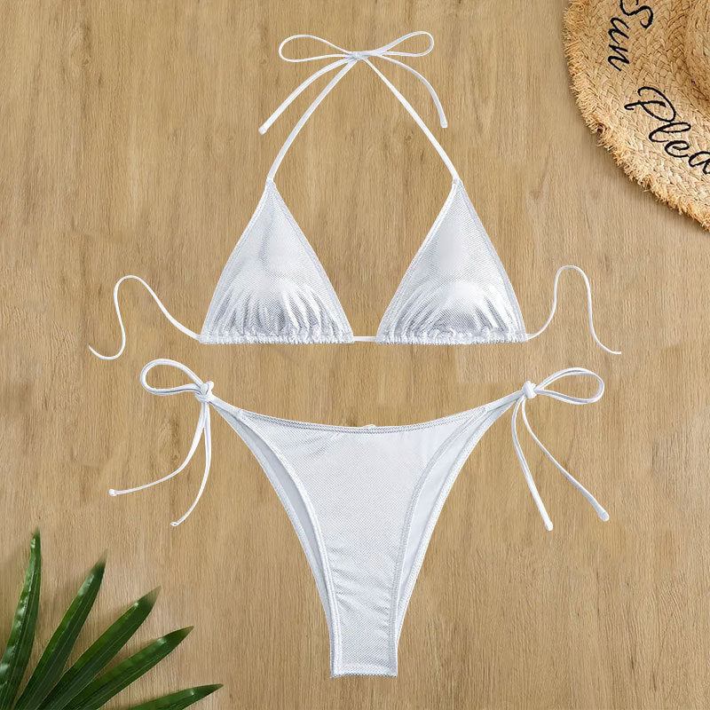 Damer Glitrende Triangel-Bikini-sæt med justerbare knytetraenge Stilla