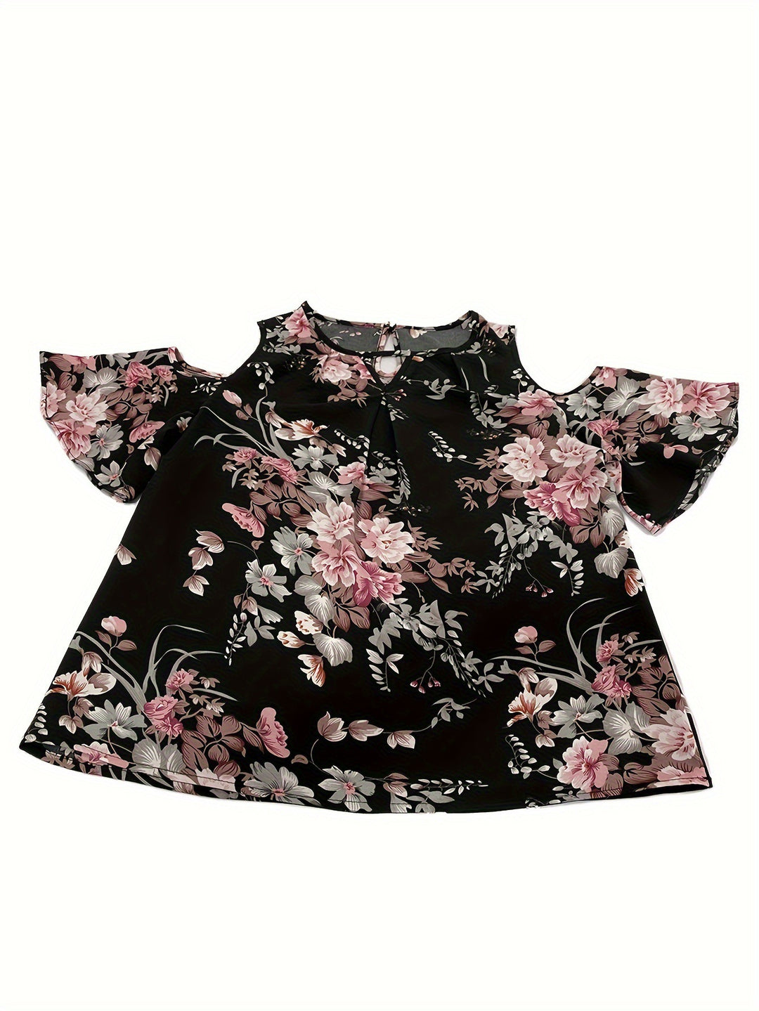 Damer floral bluse med halvlange ærmer Stilla