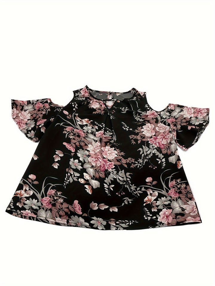 Damer floral bluse med halvlange ærmer Stilla