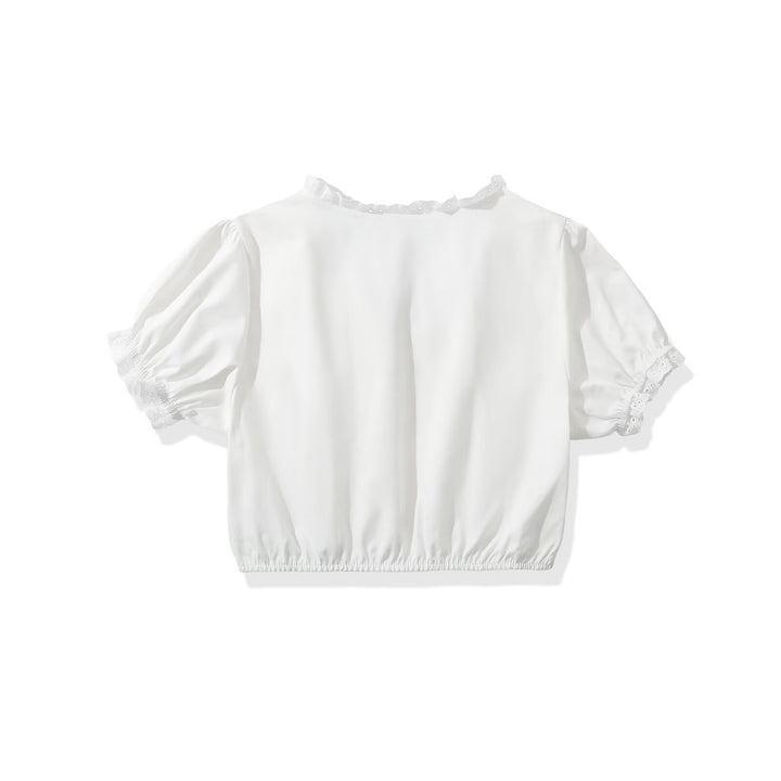 Femme Ruffles-kortærmet-crop-top med blonder Stilla