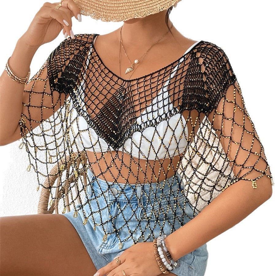 Dame Hækleperler Cover-Up Top Stilla