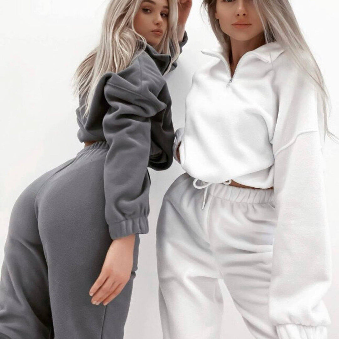 Stilla | Casual Loose Zip Stand Collar Sweatshirt Sæt