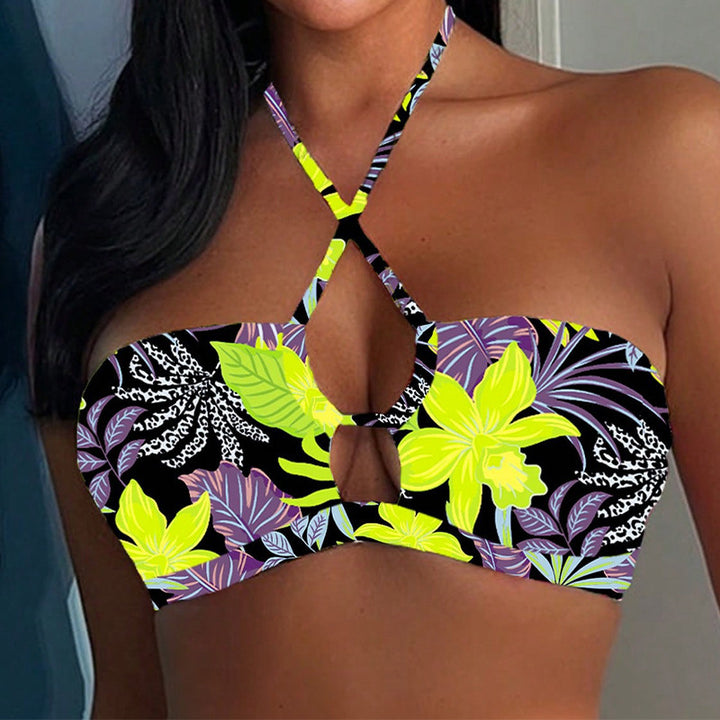 Dame bandeau-bikini med kreative krydsdetaljer Skovae