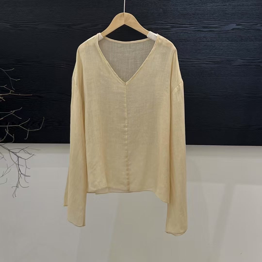 Femme Letvægts Langærmet Linned blouse Stilla