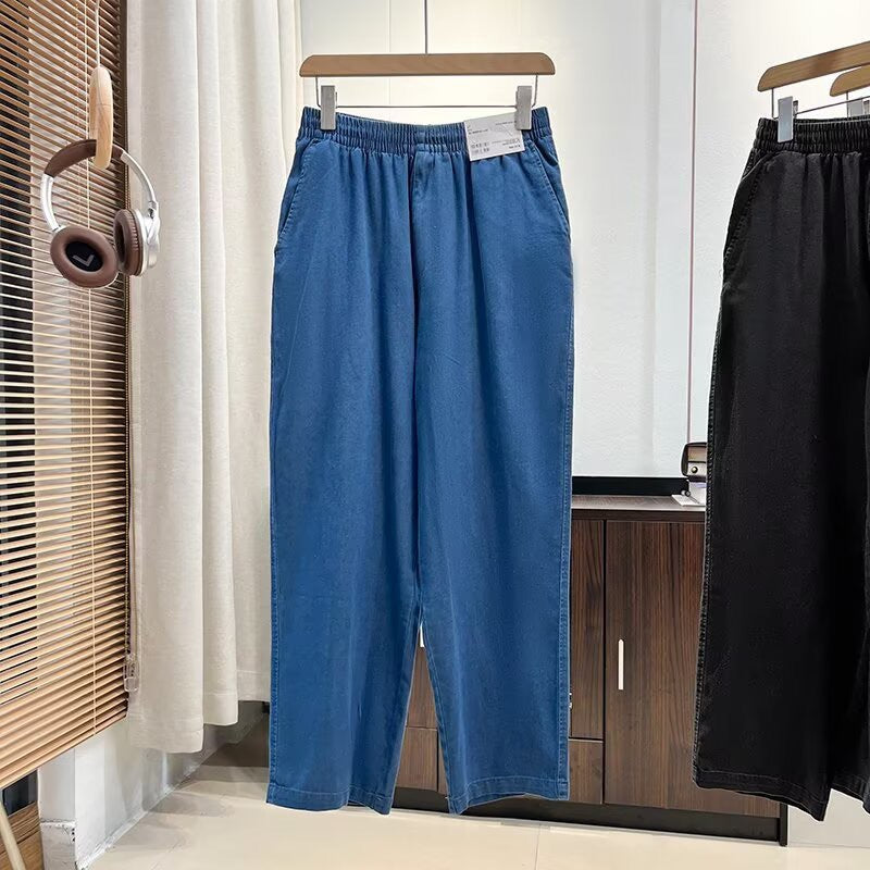 Kvindernes behagelige bredskårne jeansbukser med elastisk talje Stilla