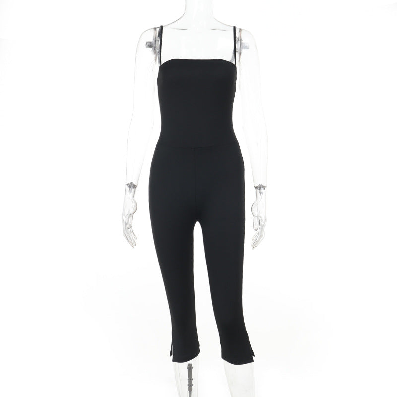 Dame stilfuld jumpsuit med smal pasform og justerbare stropper Skovae