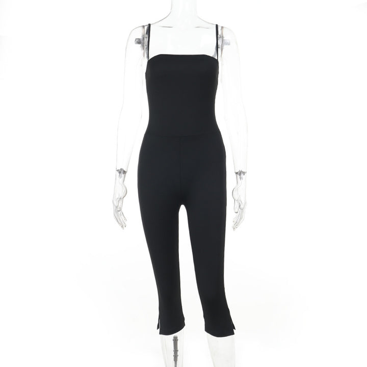 Dame stilfuld jumpsuit med smal pasform og justerbare stropper Skovae