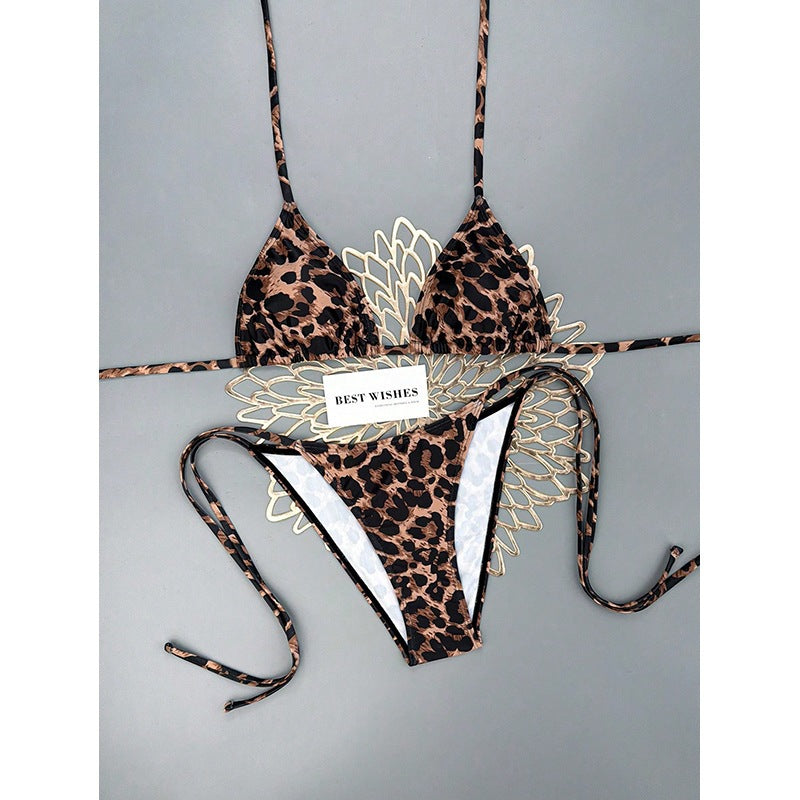 Damen triangle bikini med trendy leopardmønster Skovae