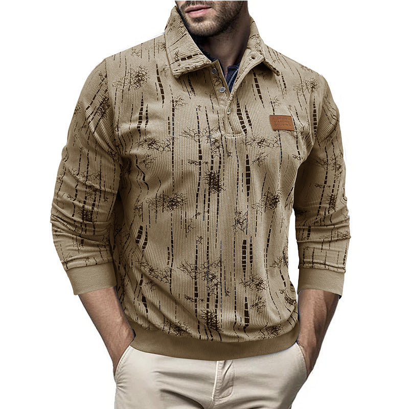 Herrer moderigtig sweater i struktureret design med krave og knapliste Stilla