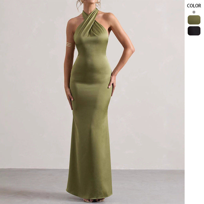 Kvinder Elegant Aftenkjole med Slim Fit og Nakkerem Stilla