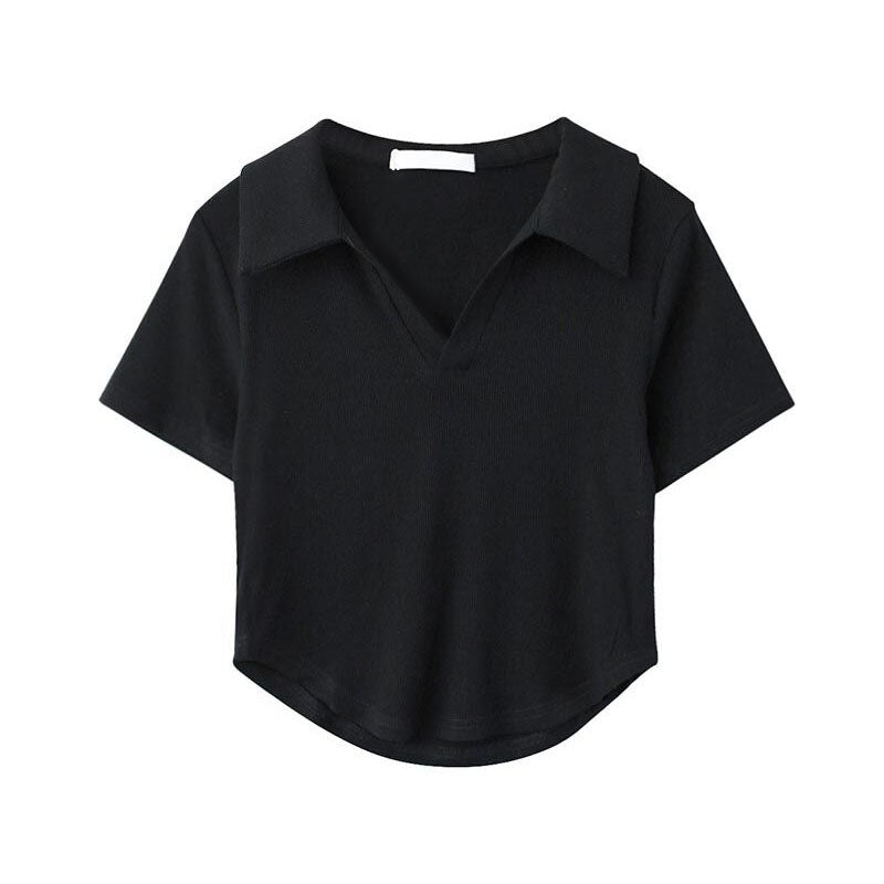 Dame polo-shirt med korte ærmer i den elegante V-udskæring Stilla