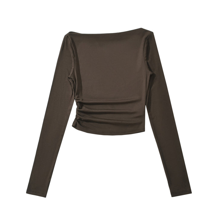 Dame elegant langærmet top med raffineret ruffle detalje og tætsiddende pasform Stilla
