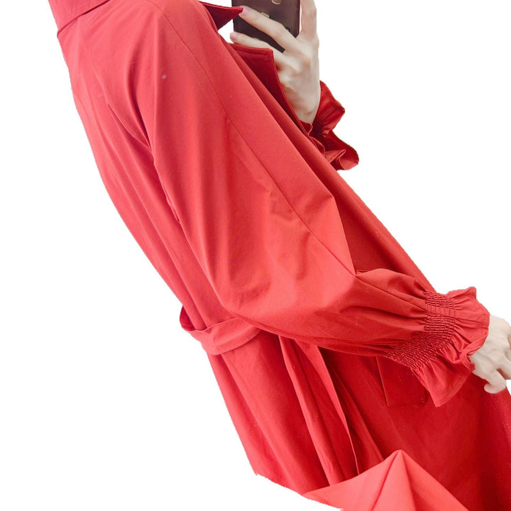 Dame elegant trenchcoat med voluminøse ærmer og moderne dobbelt knaplukning Stilla