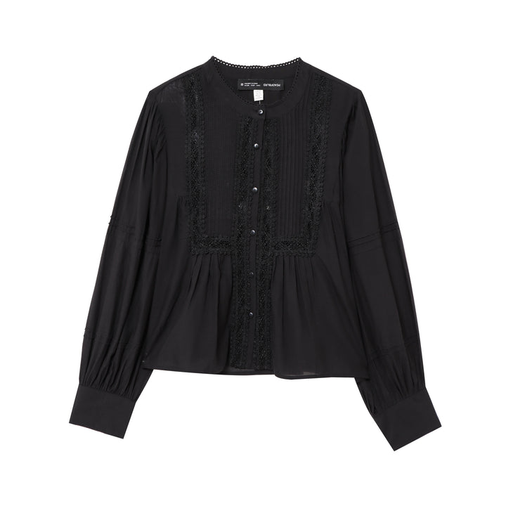 Femme romantisk broderet bluse med knaplukning Stilla