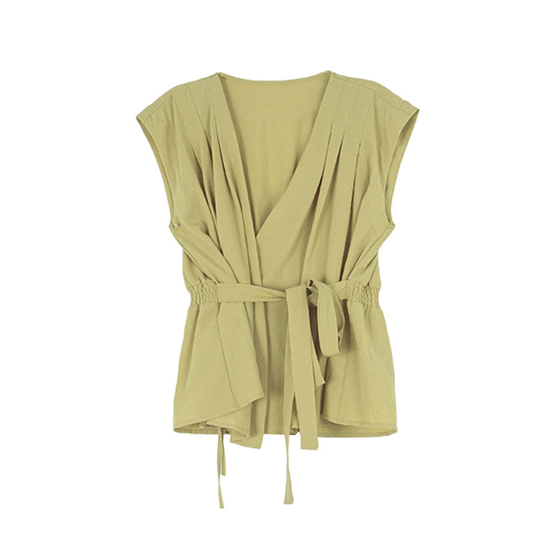 Dame wrap-bluse med talje-knude-detail og afslappet snit Stilla