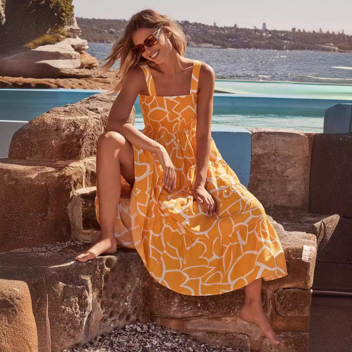 Dame Casual Maxi Kjole med Volantskanter Stilla