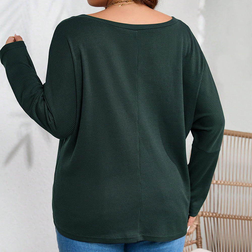 Dame Oversized V-Udskæring Pullover af Vaffelstof Stilla