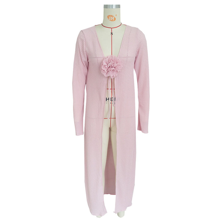 Dame Kimono-Cardigan med blomstret element og bred pasform Stilla