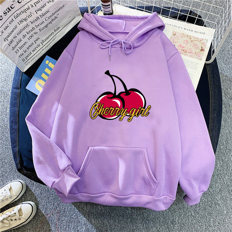 Kvinderne hoodie med munter kirsebærmotiv Skovae