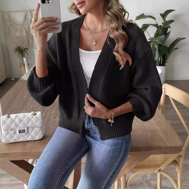 Dame afslappet strik-cardigan med oversized snit og voluminøse ærmer Stilla