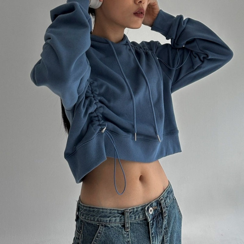 Kvinders cropped hoodie med justerbar snor Stilla