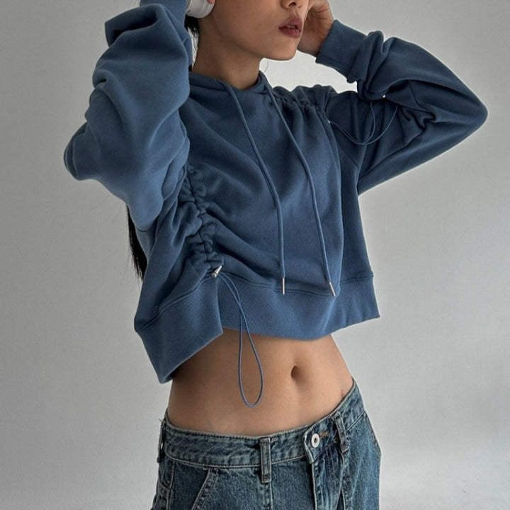 Kvinders cropped hoodie med justerbar snor Stilla