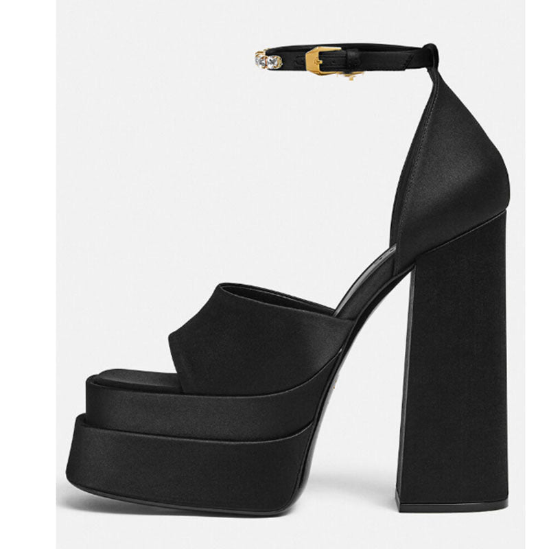 Dame High-Platform Open-Toe Sandaler med pyntet ankelrem Stilla