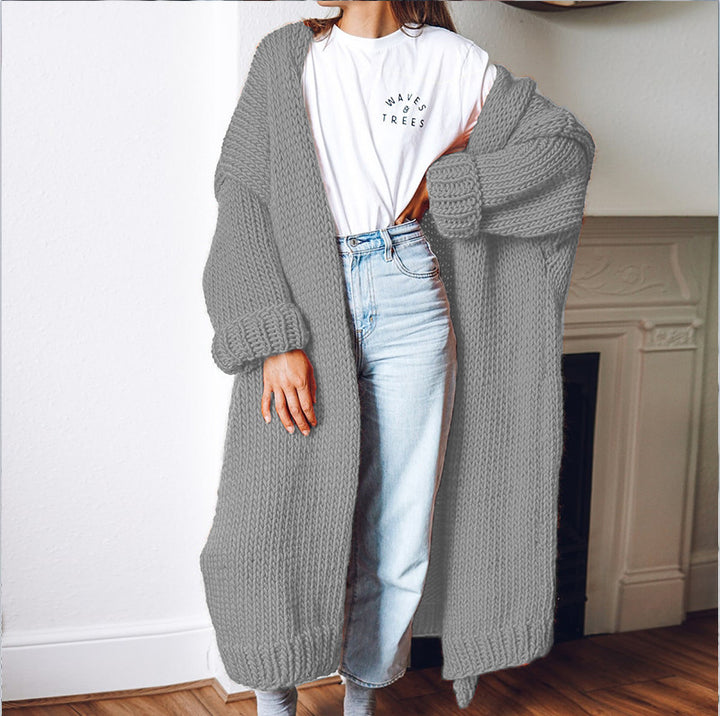 Kvinders chunky strik cardigan med behagelig oversized pasform og dybe lommer Stilla