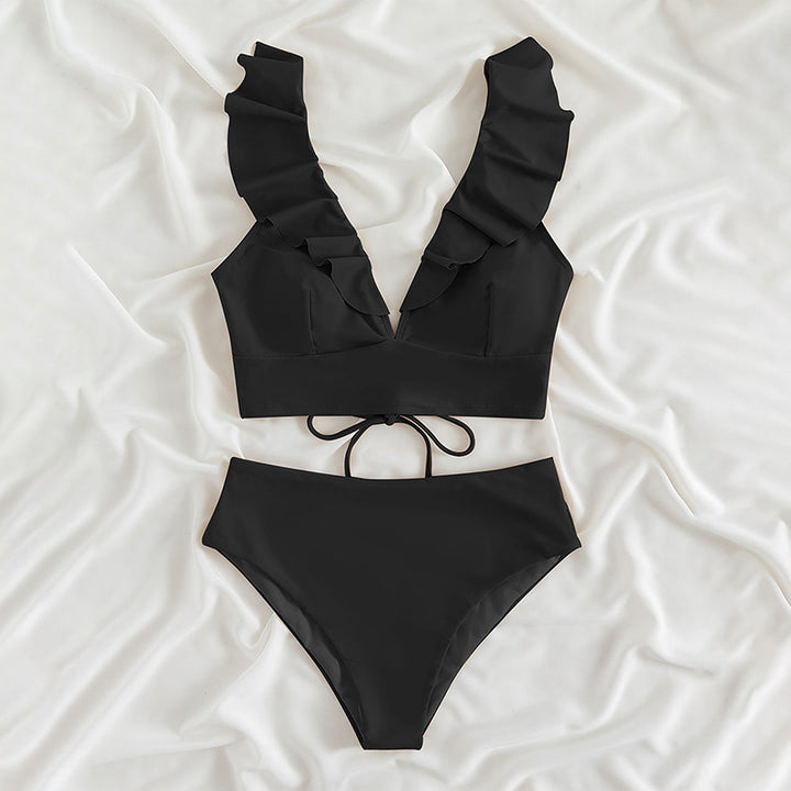 Dame bikini-sæt med flæsede detaljer og raffineret snøre-design Stilla