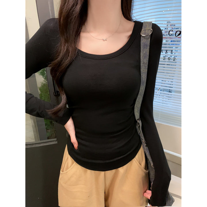 Femme Slim-Fit Rynk Lange Ærme Top Stilla