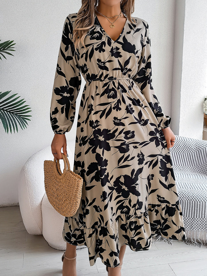 Damer Elegant Maxikjole med blomsterdesign og elastisk talje Stilla