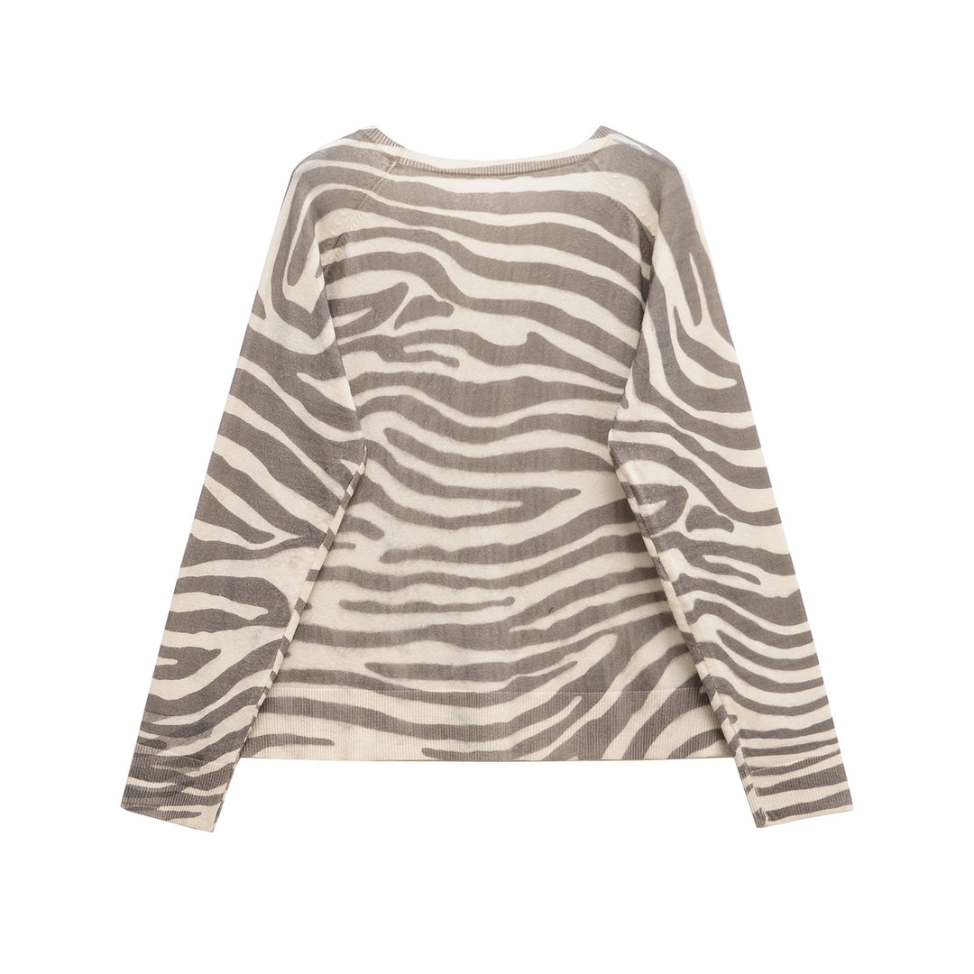 Femme Langærmet Zebra Print Top Stilla