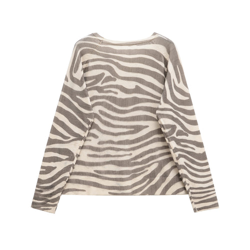 Femme Langærmet Zebra Print Top Stilla